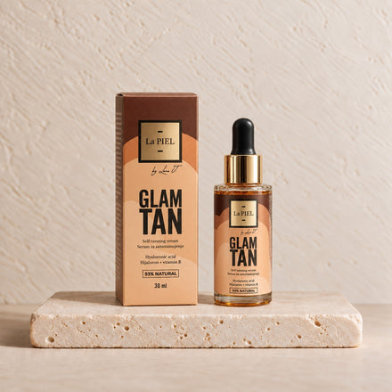 Self-tanning face serum with hyaluronic acid