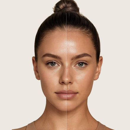 La PIEL Glow Bronze Face Cream Before And After Model