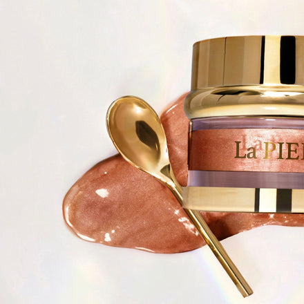 La PIEL Glow Bronze Face Cream Jar And Bronze Texture