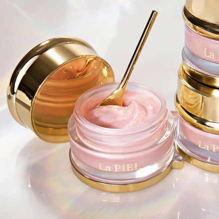 La PIEL Glow Face Cream Open Jar Pink Texture