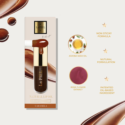 La PIEL Juicy Lips Caramela Natural Lip Oil Ingredients Infographic