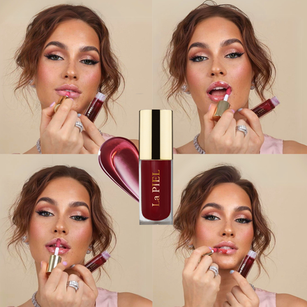 La PIEL Juicy Lips Cherry Lip Oil Collage