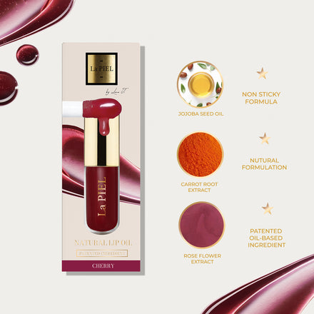 La PIEL Juicy Lips Cherry Natural Lip Oil Ingredients Infographic