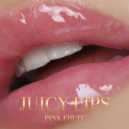 La PIEL Juicy Lips Pink Fruit Natural Lip Oil Lips Closeup
