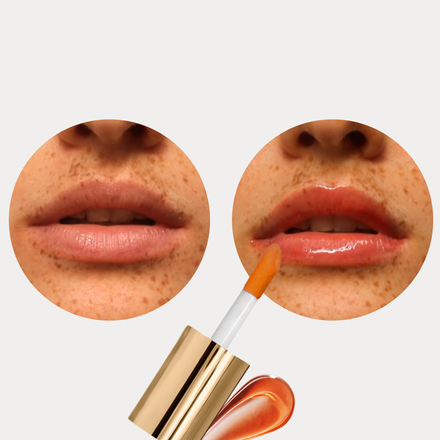 La PIEL Juicy Lips Red Orange Before After Lips