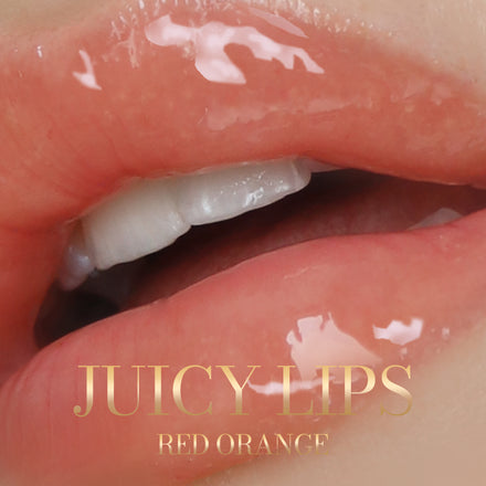 La PIEL Juicy Lips Red Orange Natural Lip Oil Lips Closeup