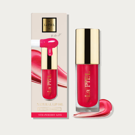 La PIEL Juicy Lips Strawberry Kiss Natural Lip Oil Bottle And Box