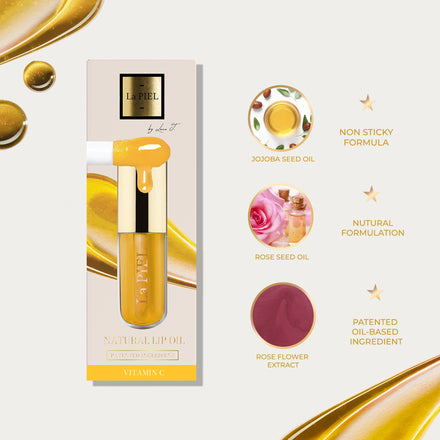 La PIEL Juicy Lips Vitamin C Natural Lip Oil Ingredients Infographic