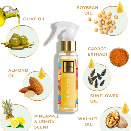 La PIEL Juicy Oils Pineapple Lemon Sun Tanning Oil Ingredients Infographic