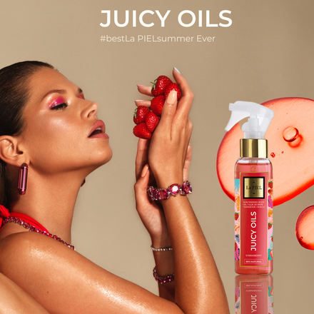 La PIEL Juicy Oils Strawberry Tanning Oil Model