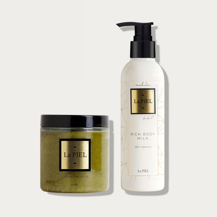 La PIEL Matcha Babe Body Scrub And Rich Body Milk Set