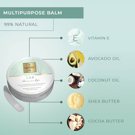 La PIEL Multipurpose Balm Natural Ingredients Infographic
