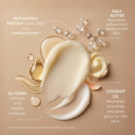 La PIEL Pentavitin Body Cream Ingredient Texture Infographic