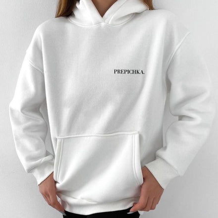 La PIEL Prepichka White Hoodie Model Closeup