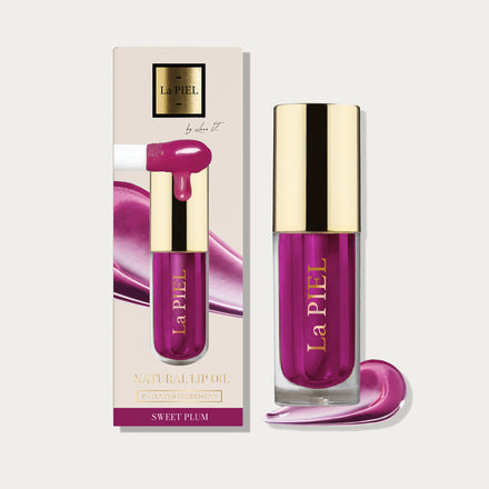La PIEL Sweet Plum Lip Gloss Bottle And Texture