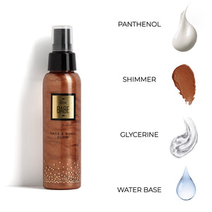 Ingredients Bronze Face and Body Shiny Water With Glitter Natural Cosmetics Brand La Piel 